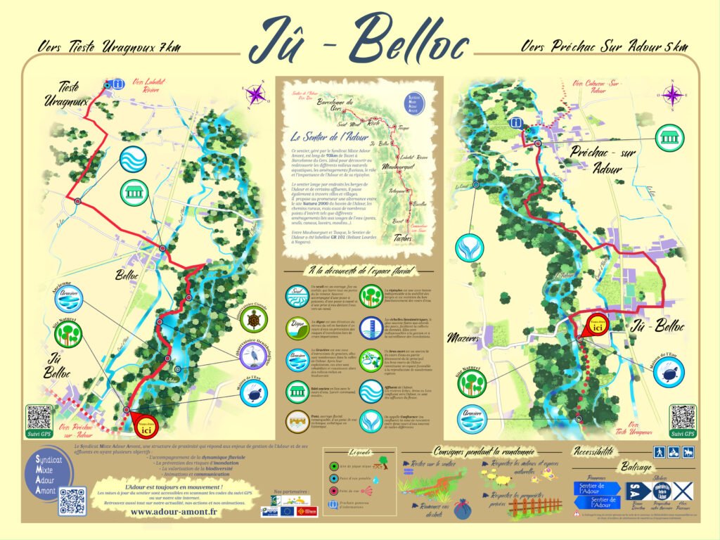 Panneau du sentier de l'Adour