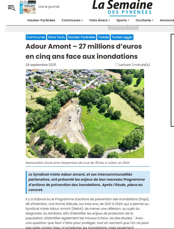Article syndicat de rivière adour amont