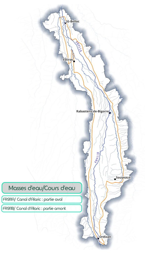 Carte du sous bassin versant du canal de l'Alaric